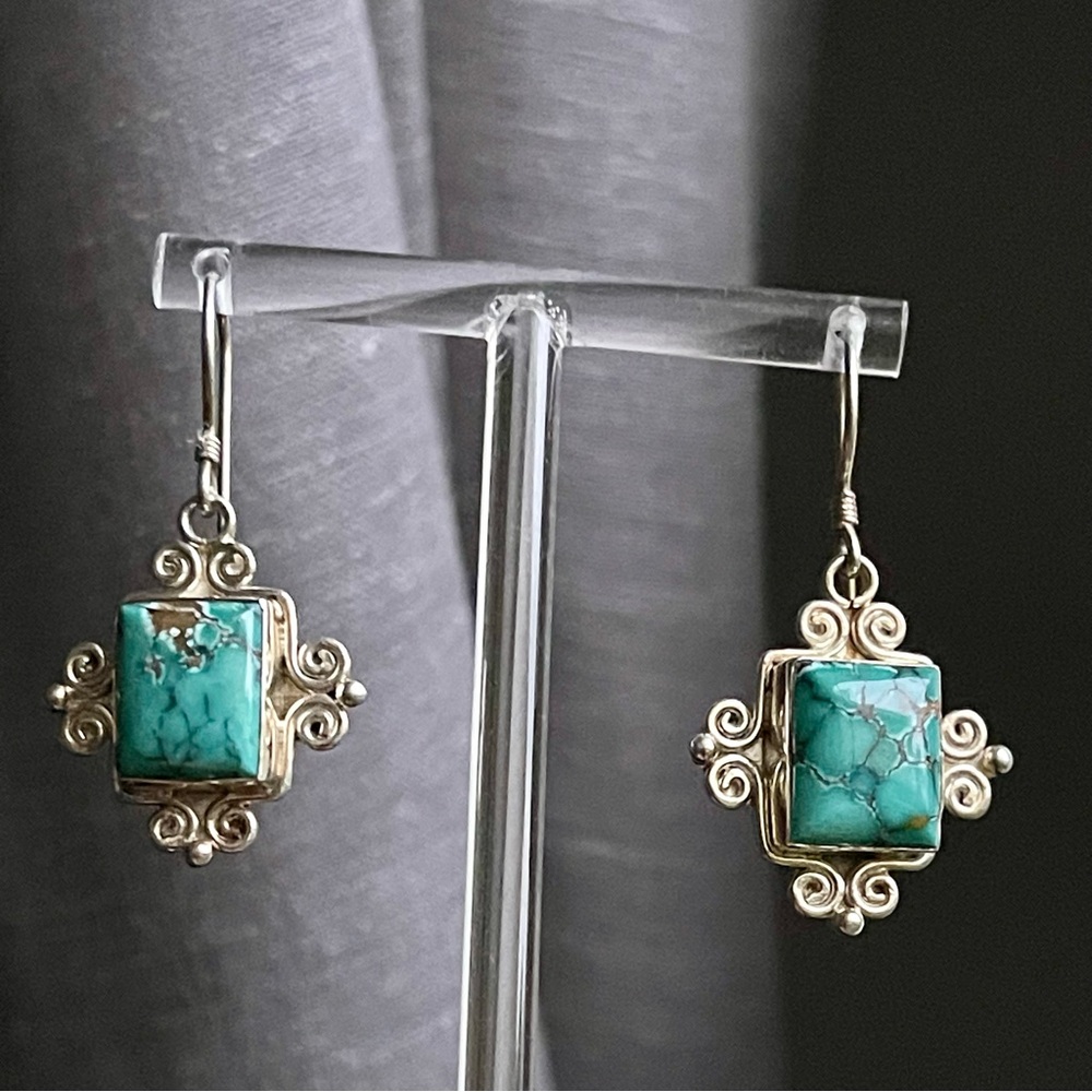 SAJEN | 925 Sterling Silver Semi-Precious Chrysoprase Gemstone Drop Earrings